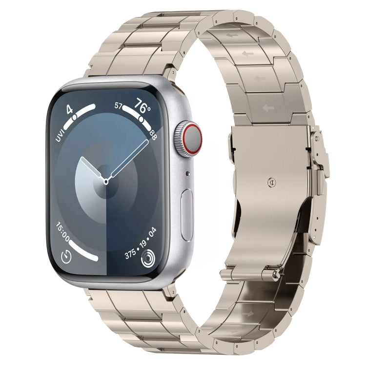 For Apple Watch Series 4 44mm Safety Buckle Trapezoid Titanium Steel Watch Band(Titanium) - Watch Bands by PMC TechLife | Online Shopping South Africa | PMC TechLife
