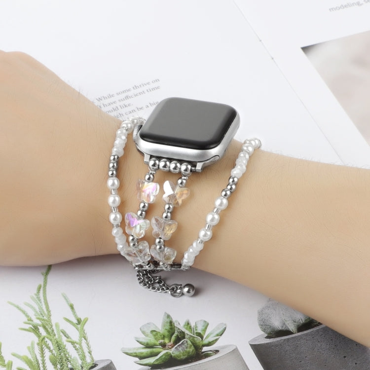 For Apple Watch SE 2022 40mm Butterfly Chain Bracelet Metal Watch Band(Transparent Silver) - Watch Bands by PMC TechLife | Online Shopping South Africa | PMC TechLife