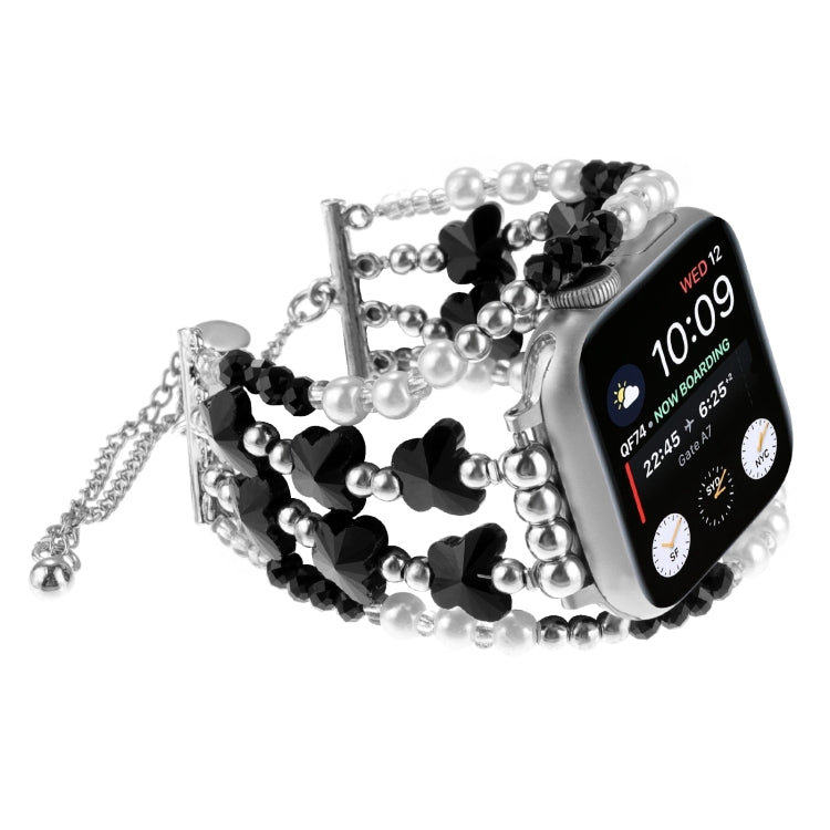 For Apple Watch SE 2022 44mm Butterfly Chain Bracelet Metal Watch Band(Black) - Watch Bands by PMC TechLife | Online Shopping South Africa | PMC TechLife