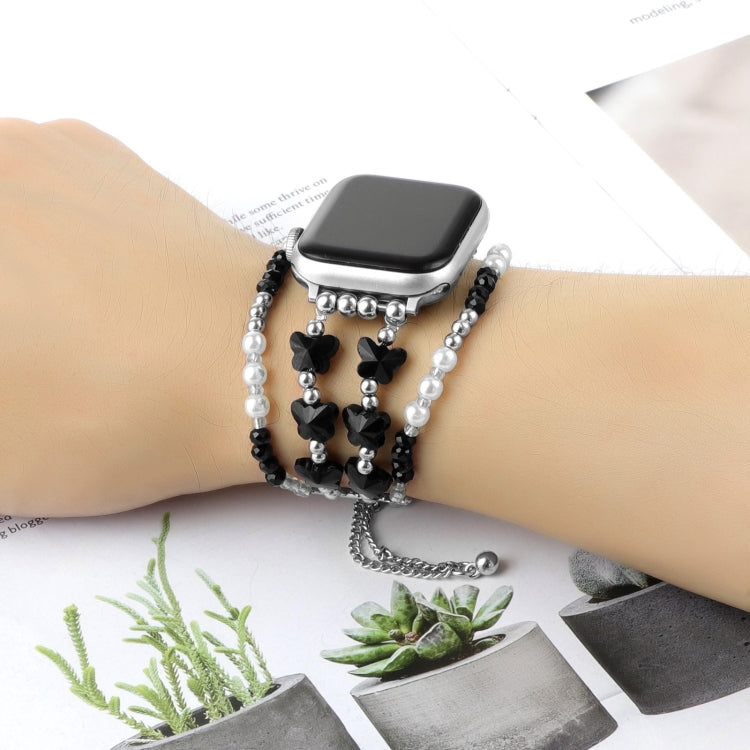 For Apple Watch SE 2022 44mm Butterfly Chain Bracelet Metal Watch Band(Black) - Watch Bands by PMC TechLife | Online Shopping South Africa | PMC TechLife