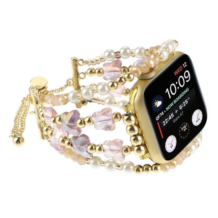 For Apple Watch Series 6 40mm Butterfly Chain Bracelet Metal Watch Band(Pink Gold) - Watch Bands by PMC TechLife | Online Shopping South Africa | PMC TechLife