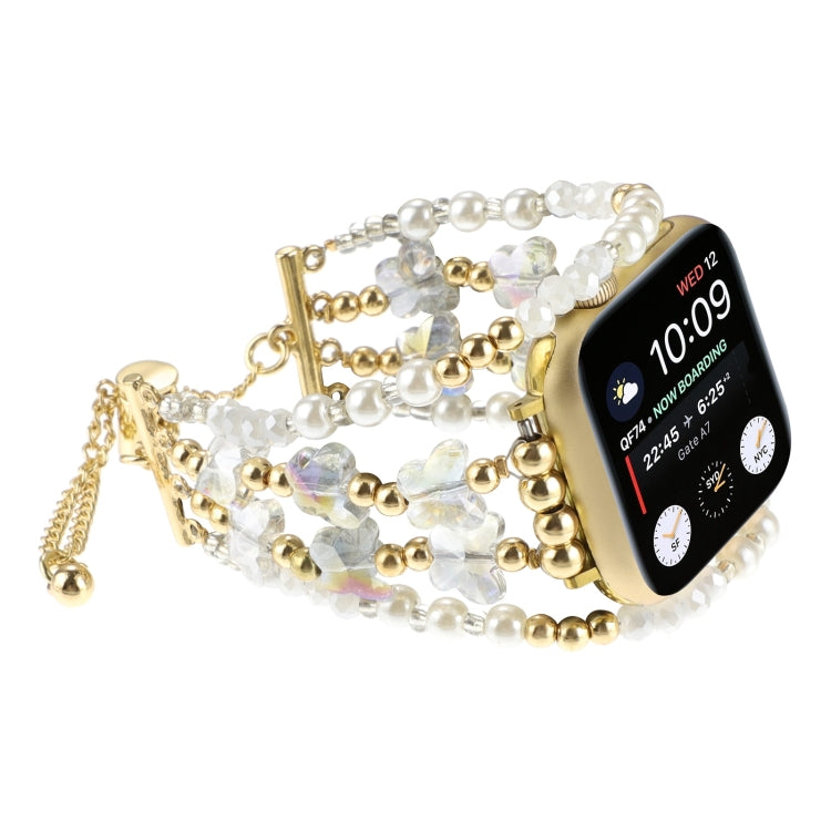 For Apple Watch Series 3 38mm Butterfly Chain Bracelet Metal Watch Band(Transparent Gold) - Watch Bands by PMC TechLife | Online Shopping South Africa | PMC TechLife