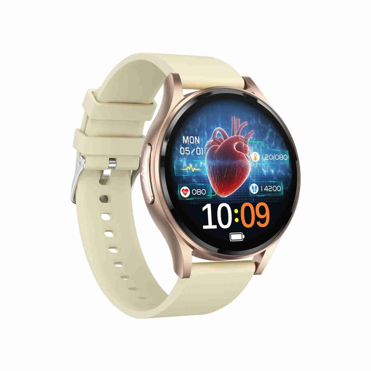 1.43 inch Silicone Strap Bluetooth Call Smart Watch Support ECG / Non-invasive Blood Sugar(Light Yellow) - free shipping - PMC TechLife - Order now!