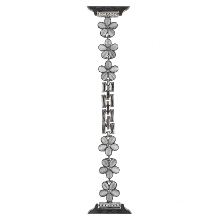 For Apple Watch Series 9 45mm 5-petaled Flower Zinc Alloy Chain Watch Band(Black) - Watch Bands by PMC TechLife | Online Shopping South Africa | PMC TechLife | Buy Now Pay Later Mobicred