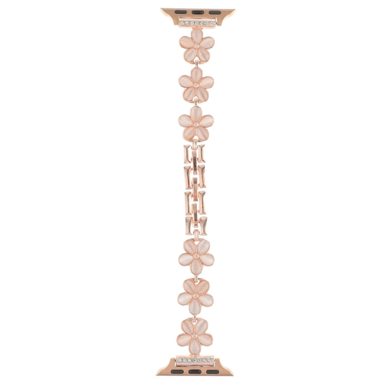 For Apple Watch SE 44mm 5-petaled Flower Zinc Alloy Chain Watch Band(Rose Gold) - free shipping - PMC TechLife - Order now!