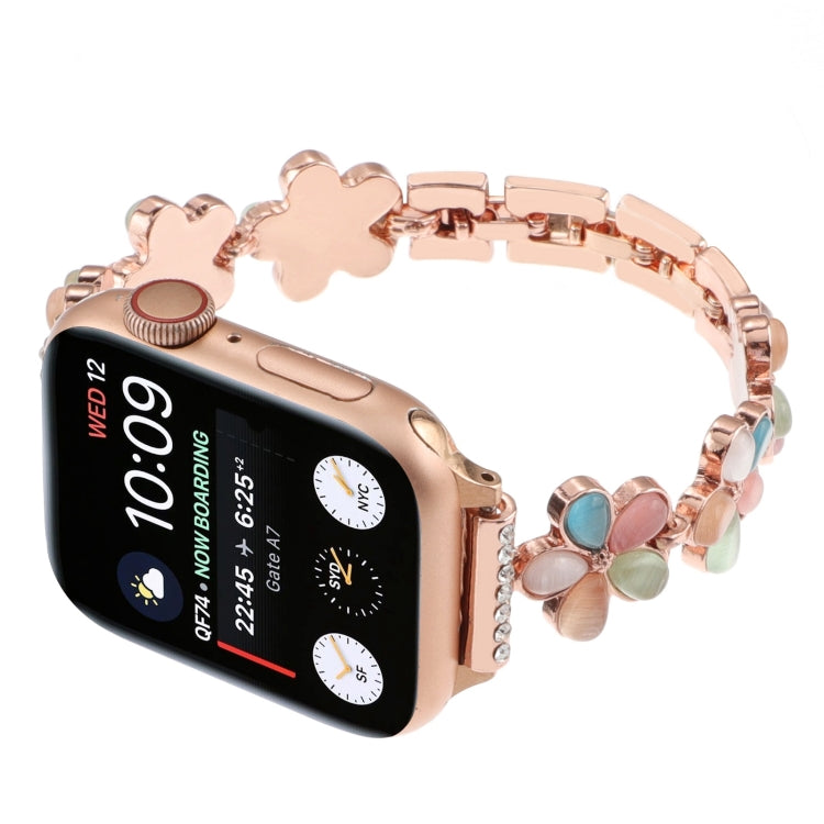 For Apple Watch Series 6 40mm 5-petaled Flower Zinc Alloy Chain Watch Band(Rose Gold Colorful) - free shipping - PMC TechLife - Order now!