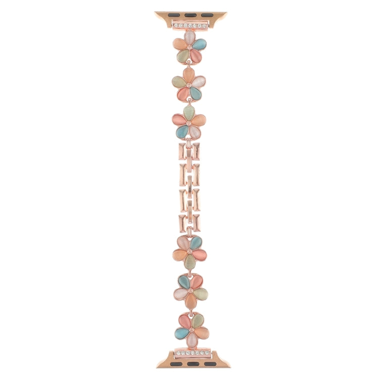 For Apple Watch Series 2 42mm 5-petaled Flower Zinc Alloy Chain Watch Band(Rose Gold Colorful) - free shipping - PMC TechLife - Order now!