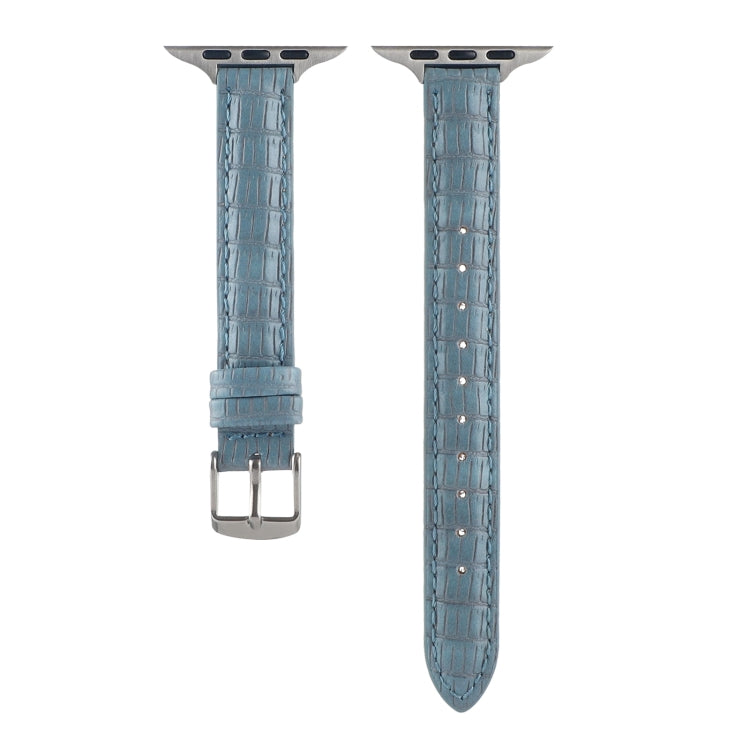 For Apple Watch SE 2023 44mm Slim Crocodile Leather Watch Band(Light Blue) - free shipping - PMC TechLife - Order now!
