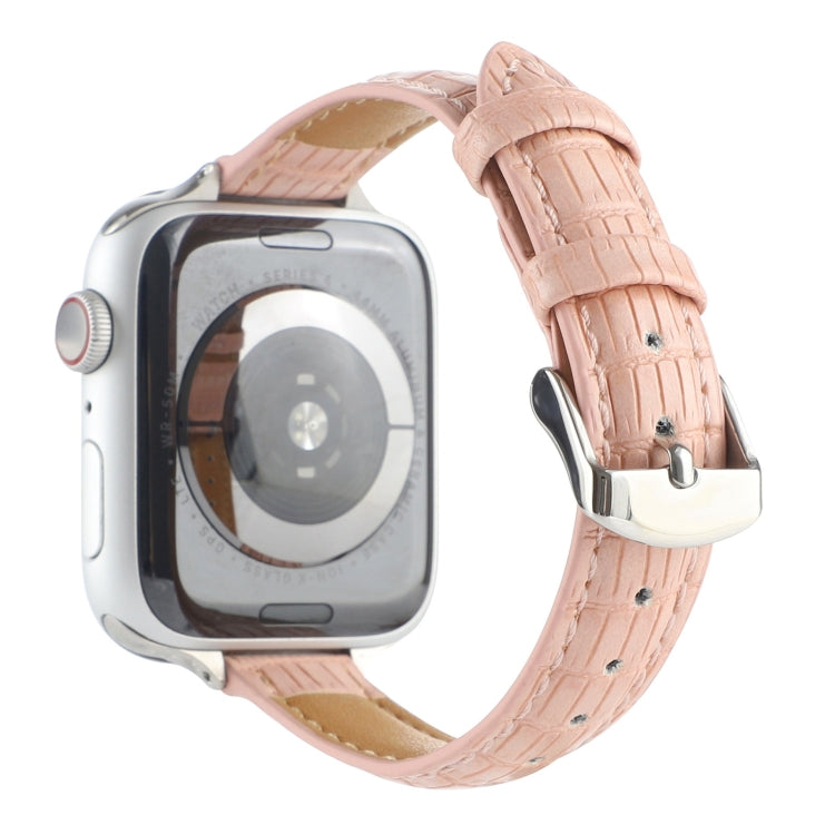 For Apple Watch SE 2023 40mm Slim Crocodile Leather Watch Band(Pink) - free shipping - PMC TechLife - Order now!