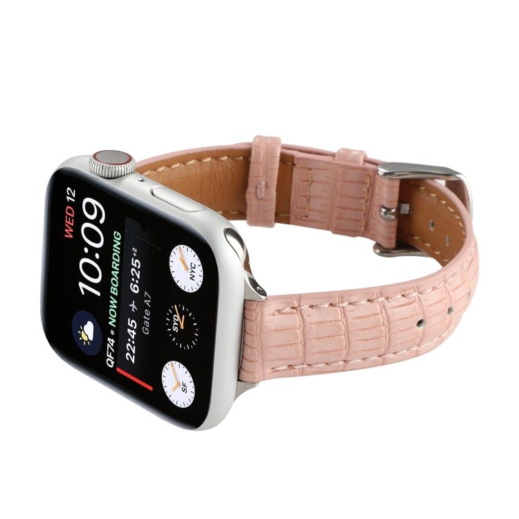 For Apple Watch SE 2023 40mm Slim Crocodile Leather Watch Band(Pink) - free shipping - PMC TechLife - Order now!