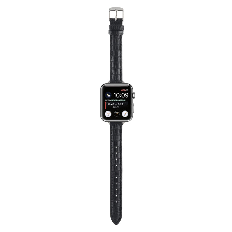 For Apple Watch SE 40mm Slim Crocodile Leather Watch Band(Black) - free shipping - PMC TechLife - Order now!