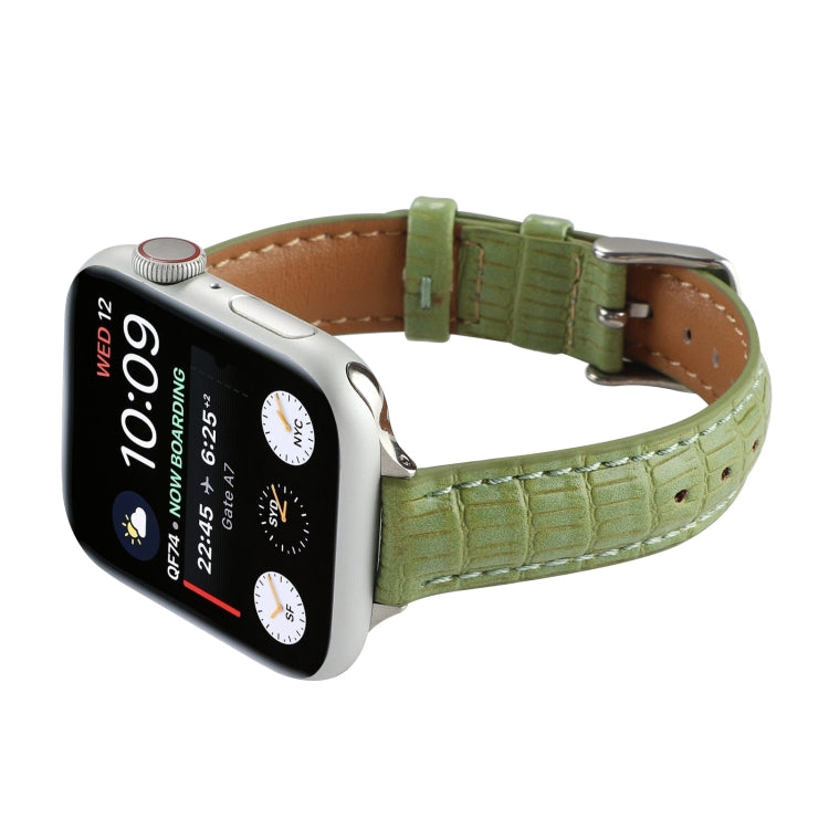 For Apple Watch 38mm Slim Crocodile Leather Watch Band(Light Green) - free shipping - PMC TechLife - Order now!