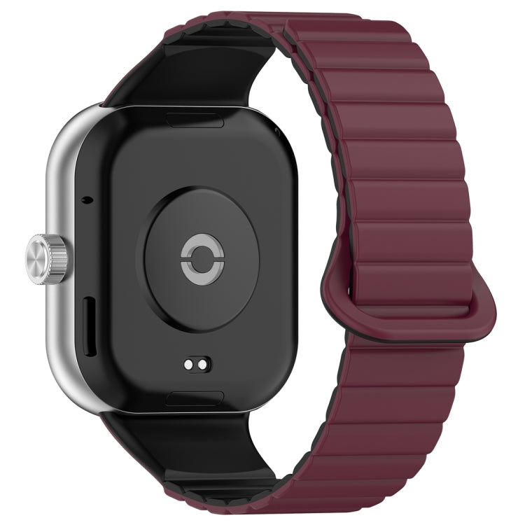 For Xiaomi Mi Band 8 Pro / Redmi Watch 4 Two Color Magnetic Silicone Watch Band(Wine Red Black) - free shipping - PMC TechLife - Order now!
