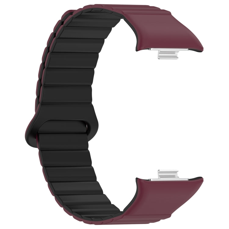 For Xiaomi Mi Band 8 Pro / Redmi Watch 4 Two Color Magnetic Silicone Watch Band(Wine Red Black) - free shipping - PMC TechLife - Order now!