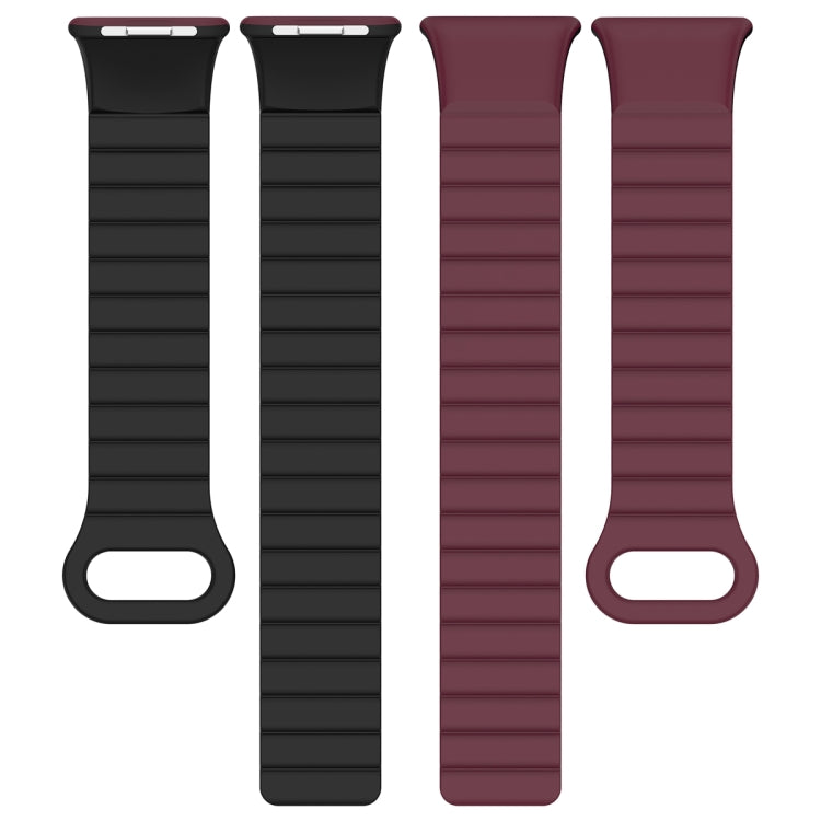 For Xiaomi Mi Band 8 Pro / Redmi Watch 4 Two Color Magnetic Silicone Watch Band(Wine Red Black) - free shipping - PMC TechLife - Order now!