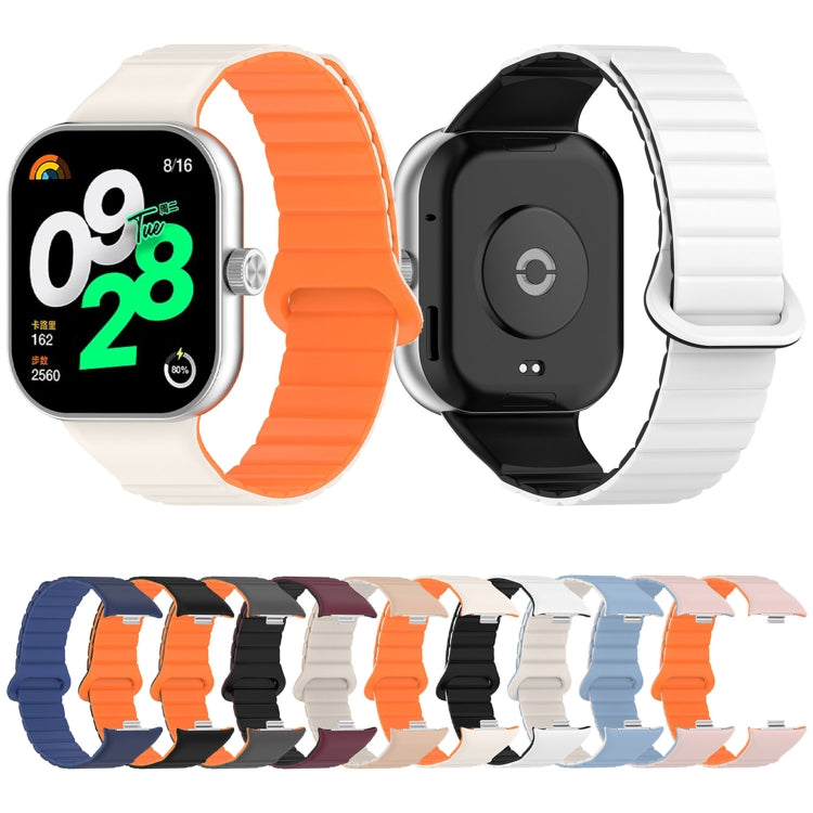 For Xiaomi Mi Band 8 Pro / Redmi Watch 4 Two Color Magnetic Silicone Watch Band(Wine Red Black) - free shipping - PMC TechLife - Order now!
