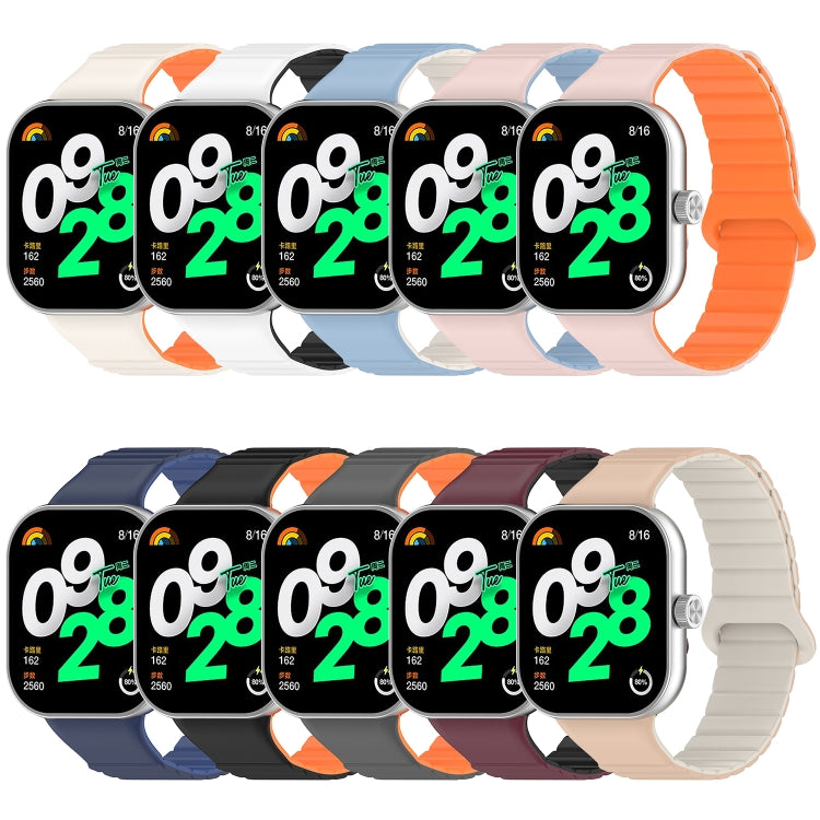 For Xiaomi Mi Band 8 Pro / Redmi Watch 4 Two Color Magnetic Silicone Watch Band(Wine Red Black) - free shipping - PMC TechLife - Order now!