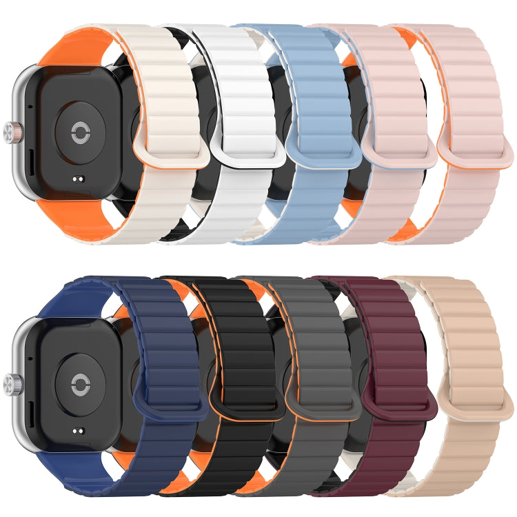 For Xiaomi Mi Band 8 Pro / Redmi Watch 4 Two Color Magnetic Silicone Watch Band(Wine Red Black) - free shipping - PMC TechLife - Order now!