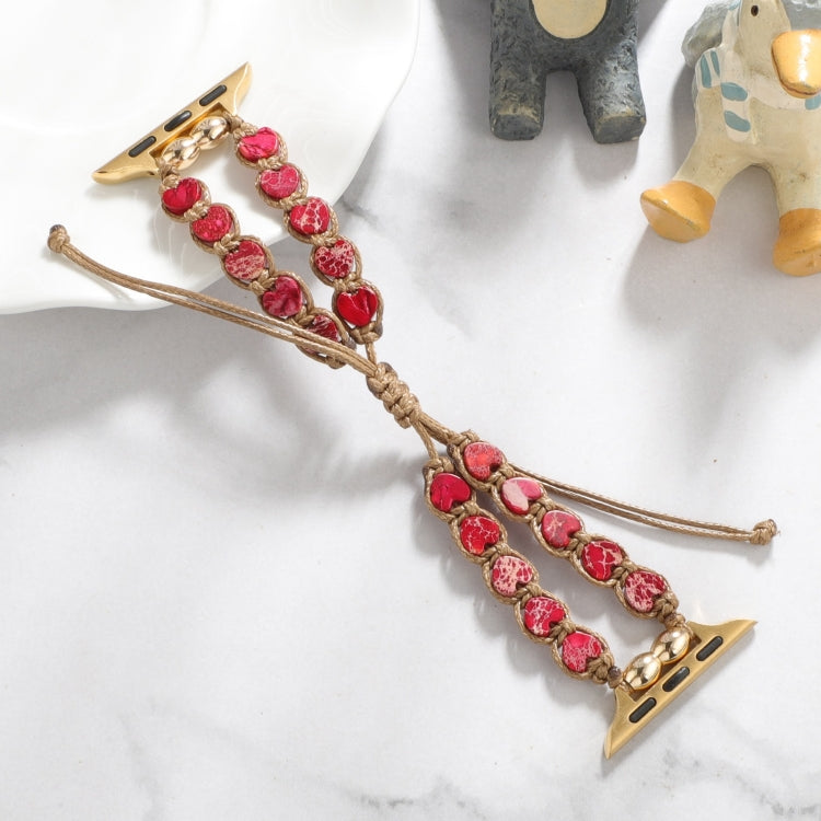 For Apple Watch Series 4 44mm Heart Stones Drawstring Chain Watch Band(Red) - free shipping - PMC TechLife - Order now!
