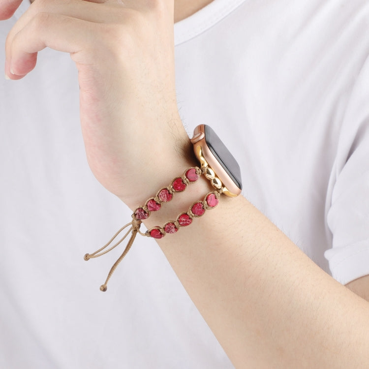 For Apple Watch Series 4 44mm Heart Stones Drawstring Chain Watch Band(Red) - free shipping - PMC TechLife - Order now!