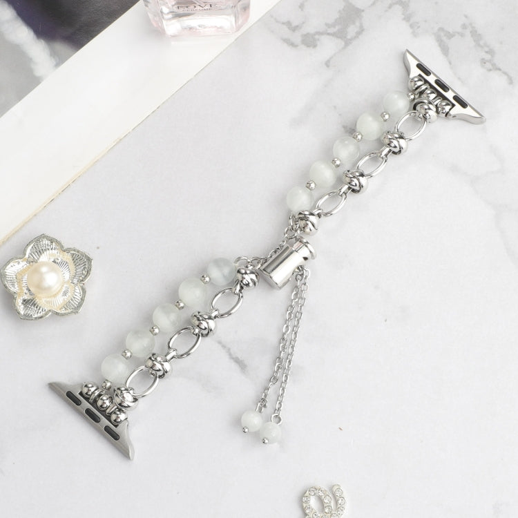 For Apple Watch Ultra 49mm Pearl Chain Metal Bracelet Watch Band(White Silver) - free shipping - PMC TechLife - Order now!