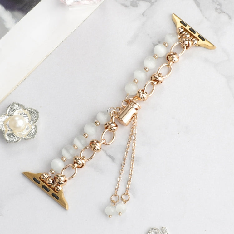 For Apple Watch Series 8 41mm Pearl Chain Metal Bracelet Watch Band(White Gold) - free shipping - PMC TechLife - Order now!