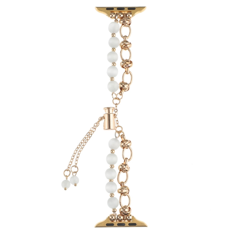 For Apple Watch Series 6 44mm Pearl Chain Metal Bracelet Watch Band(White Gold) - free shipping - PMC TechLife - Order now!