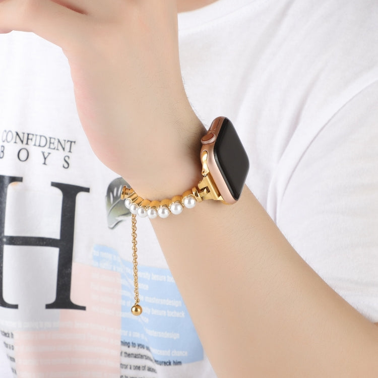 For Apple Watch SE 2023 40mm Pearl Bracelet Metal Watch Band(Gold) - free shipping - PMC TechLife - Order now!