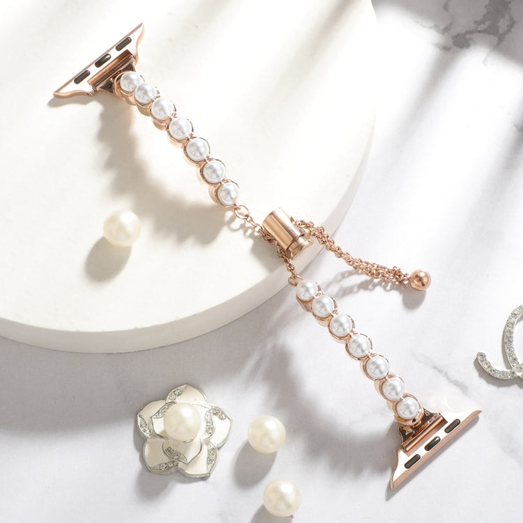 For Apple Watch Series 9 45mm Pearl Bracelet Metal Watch Band(Rose Gold) - free shipping - PMC TechLife - Order now!