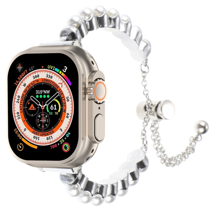 For Apple Watch Ultra 49mm Pearl Bracelet Metal Watch Band(Silver) - free shipping - PMC TechLife - Order now!
