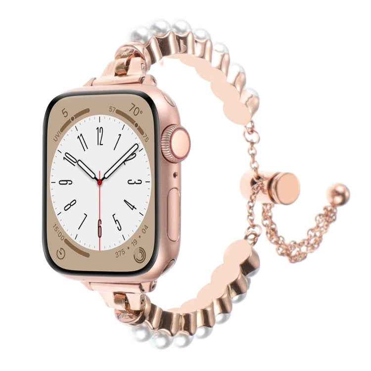 For Apple Watch 42mm Pearl Bracelet Metal Watch Band(Rose Gold) - free shipping - PMC TechLife - Order now!