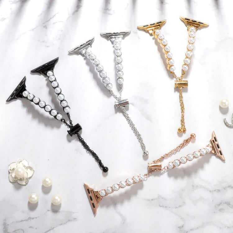 For Apple Watch Series 7 41mm Pearl Bracelet Metal Watch Band(Gold) - free shipping - PMC TechLife - Order now!