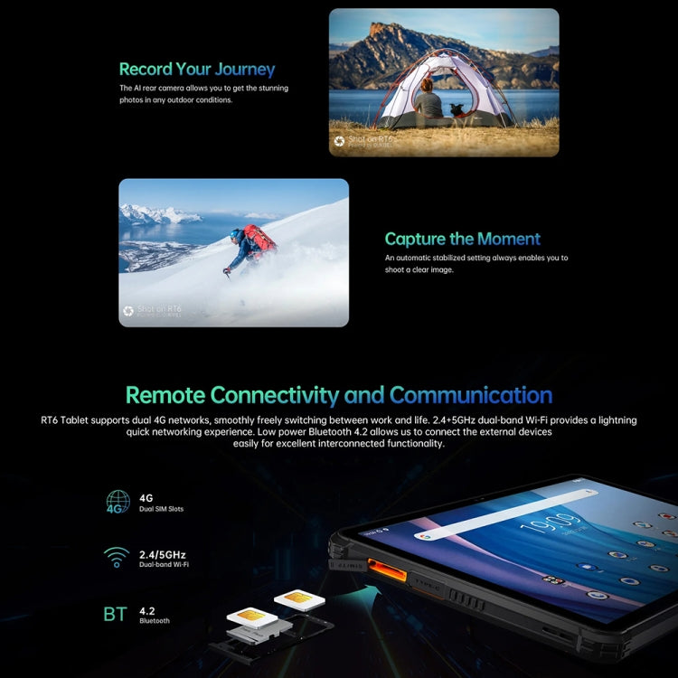 OUKITEL RT6 4G Network IP68/IP69K Rugged Tablet, 8GB+256GB, 10.1 inch Android 13 MediaTek MT8788 Octa Core Support Dual SIM, EU Plug(Orange) - free shipping - PMC TechLife - Order now!