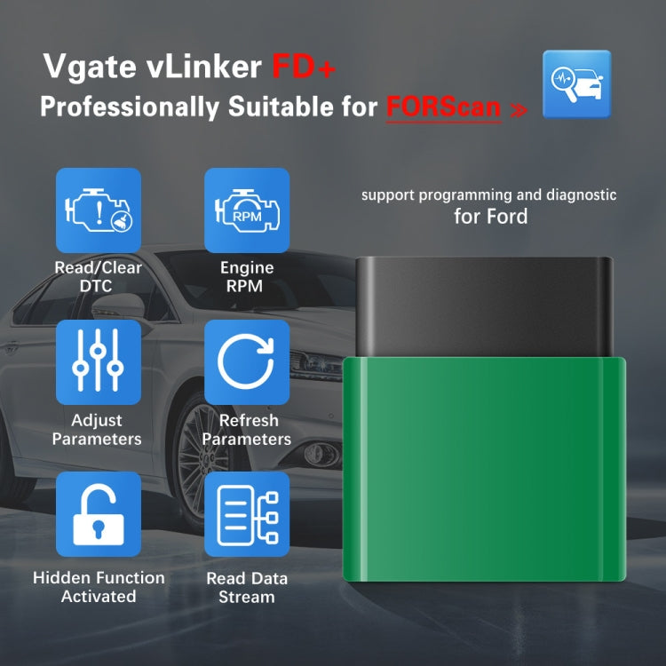 Vgate VLINKER FD + V2.2 Bluetooth 4.0 Car OBD Fault Diagnosis Detector - free shipping - PMC TechLife - Order now!