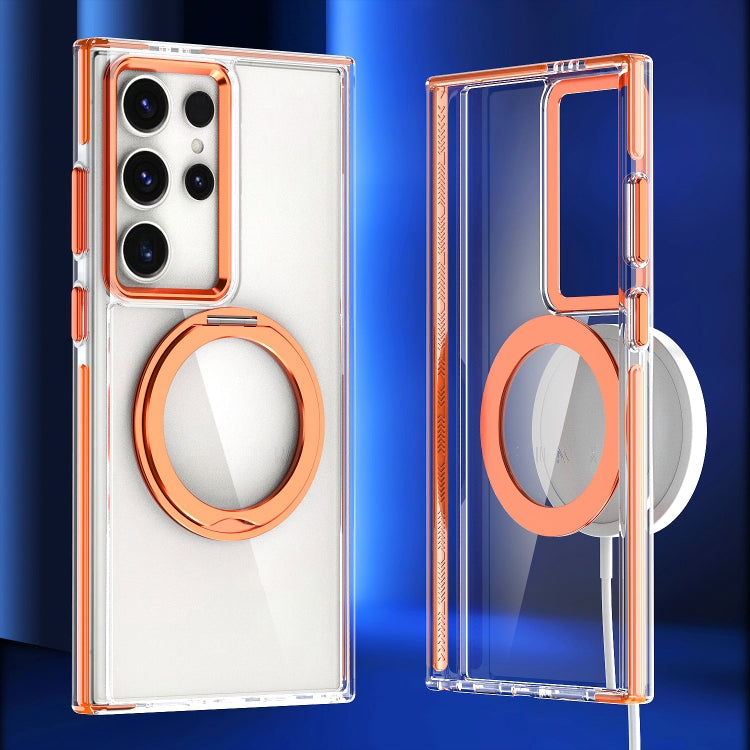 For Samsung Galaxy S24 Ultra 5G Magnetic 360 Degree Rotating Holder Phone Case(Orange) - Galaxy S24 Ultra 5G Cases by PMC TechLife | Online Shopping South Africa | PMC TechLife