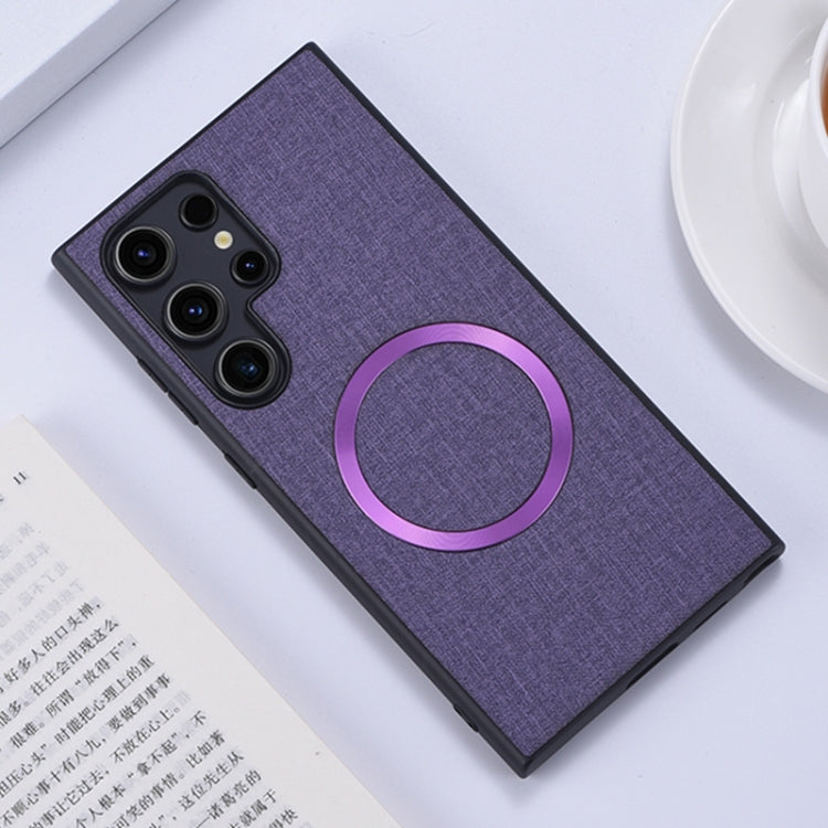 For Samsung Galaxy S24 Ultra 5G Magsafe Magnetic Ring Cloth Texture Phone Case(Purple) - Galaxy S24 Ultra 5G Cases by PMC TechLife | Online Shopping South Africa | PMC TechLife
