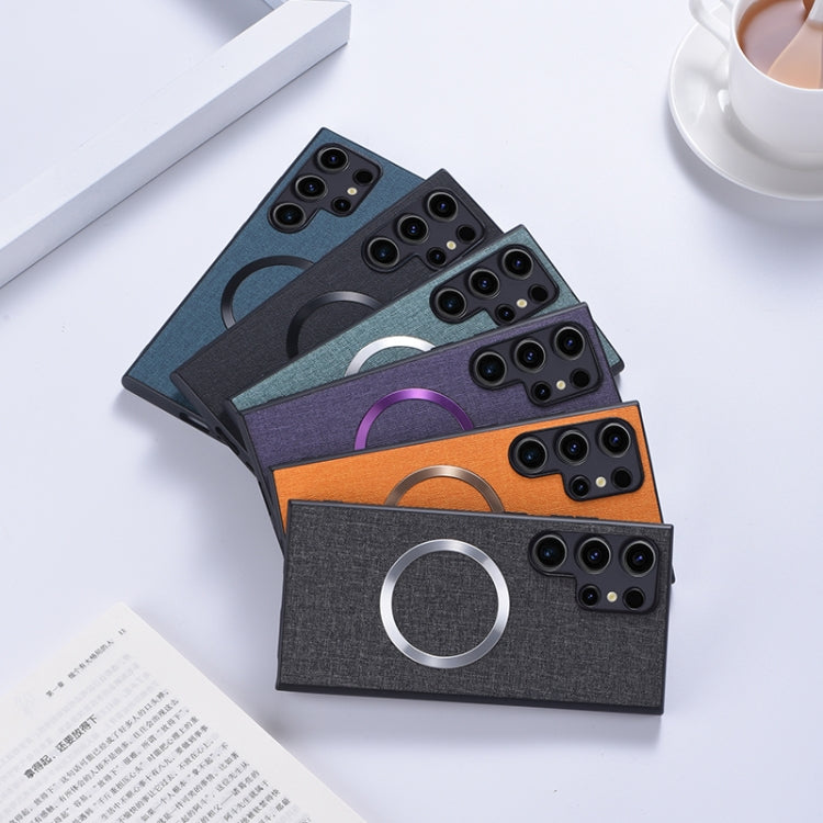 For Samsung Galaxy S24 Ultra 5G Magsafe Magnetic Ring Cloth Texture Phone Case(Green) - Galaxy S24 Ultra 5G Cases by PMC TechLife | Online Shopping South Africa | PMC TechLife