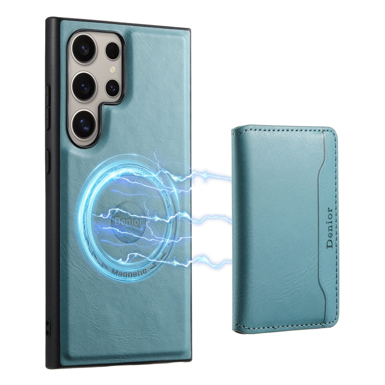 For Samsung Galaxy S24 Ultra 5G Denior Cowhide Texture Leather MagSafe Detachable Wallet Phone Case(Blue) - Galaxy S24 Ultra 5G Cases by Denior | Online Shopping South Africa | PMC TechLife | Buy Now Pay Later Mobicred