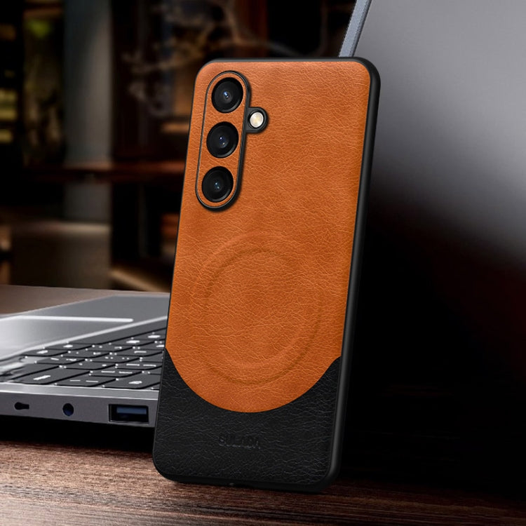 For Samsung Galaxy S24+ 5G SULADA Stitching Leather MagSafe Magnetic Phone Case(Orange) - free shipping - PMC TechLife - Order now!