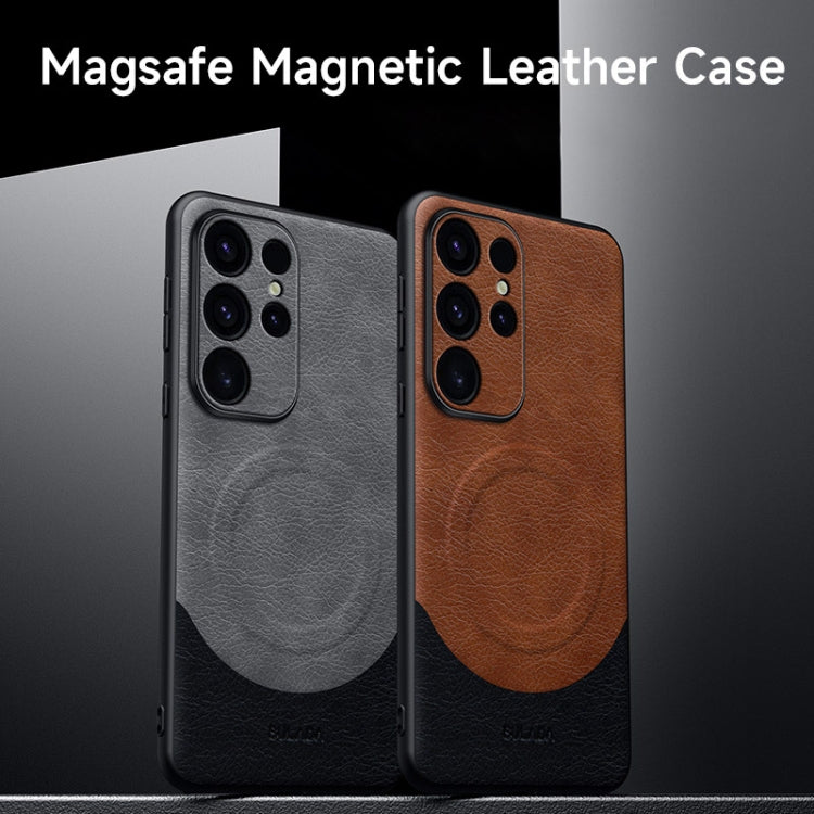 For Samsung Galaxy S24 Ultra 5G SULADA Stitching Leather MagSafe Magnetic Phone Case(Brown) - Galaxy S24 Ultra 5G Cases by SULADA | Online Shopping South Africa | PMC TechLife