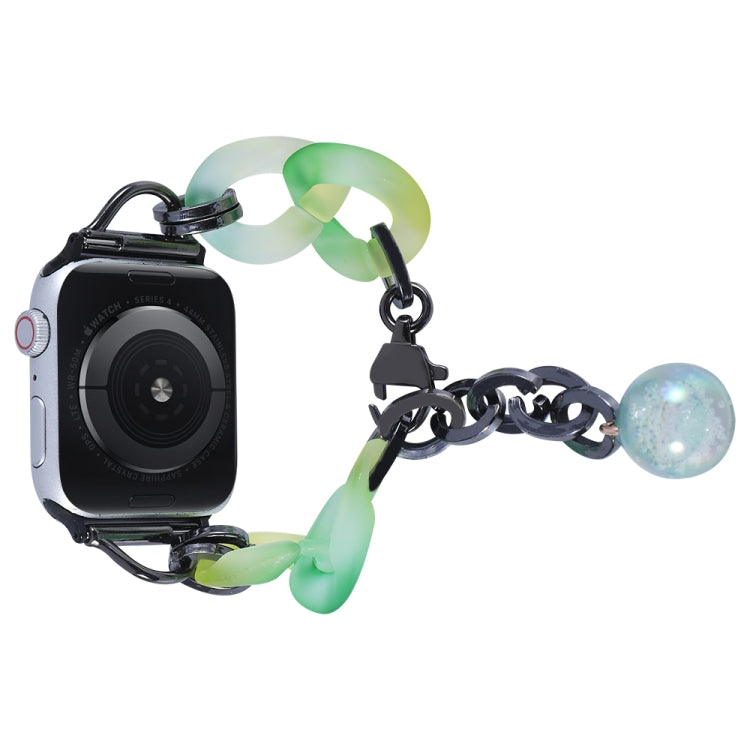 For Apple Watch 42mm Gradient Resin Chain Watch Band(Green) - Watch Bands by PMC TechLife | Online Shopping South Africa | PMC TechLife | Buy Now Pay Later Mobicred