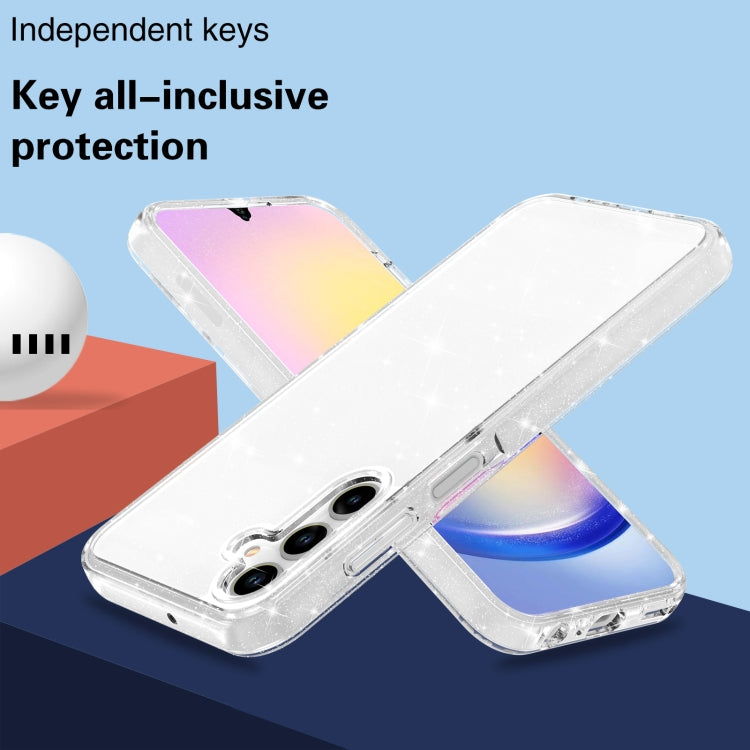 For Samsung Galaxy A15 5G Terminator Style Glitter Powder Shockproof Phone Case(White) - Galaxy Phone Cases by PMC TechLife | Online Shopping South Africa | PMC TechLife