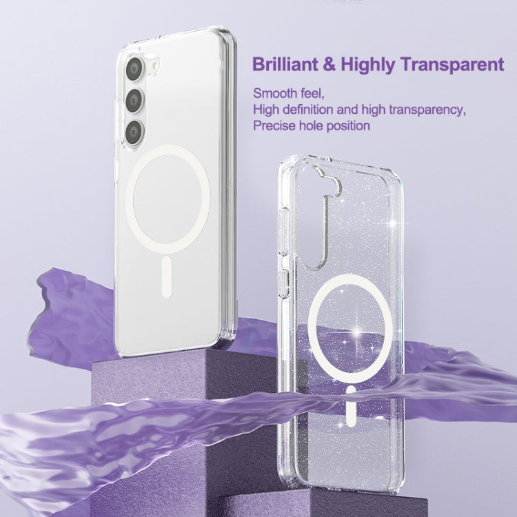 For Samsung Galaxy S23 5G Terminator Style Glitter Powder MagSafe Magnetic Phone Case(Transparent) - Galaxy S23 5G Cases by PMC TechLife | Online Shopping South Africa | PMC TechLife