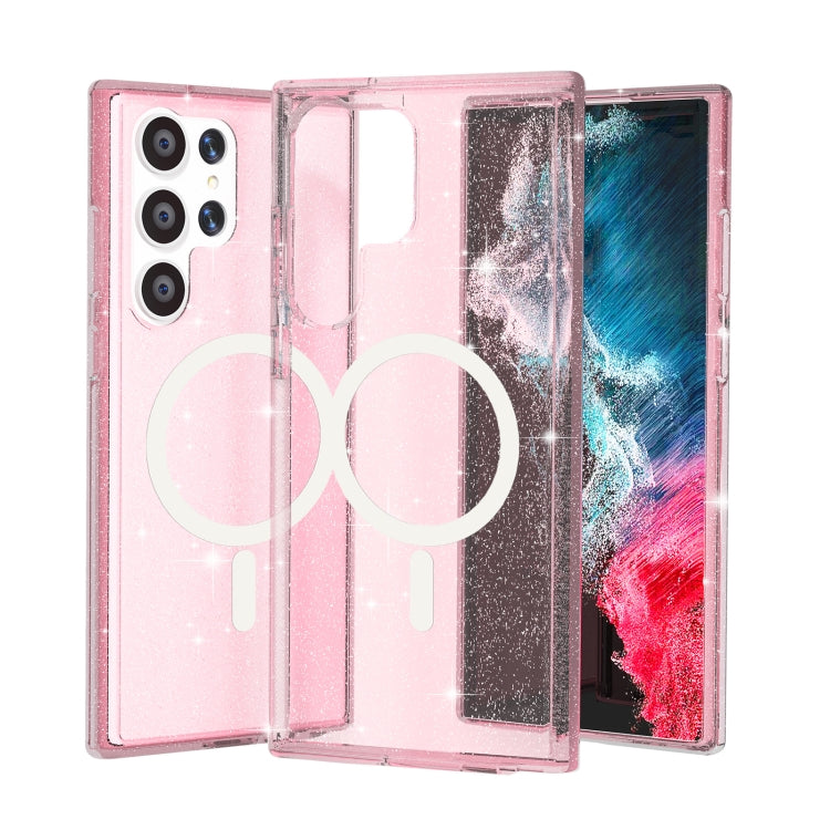 For Samsung Galaxy S24 Ultra 5G Terminator Style Glitter Powder MagSafe Magnetic Phone Case(Pink) - Galaxy S24 Ultra 5G Cases by PMC TechLife | Online Shopping South Africa | PMC TechLife