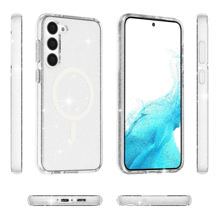 For Samsung Galaxy S24+ 5G Terminator Style Glitter Powder MagSafe Magnetic Phone Case(White) - Galaxy S24+ 5G Cases by PMC TechLife | Online Shopping South Africa | PMC TechLife