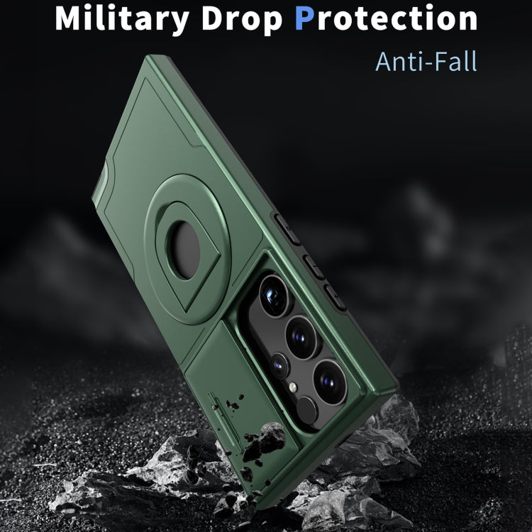 For Samsung Galaxy S23 Ultra 5G Camshield MagSafe Ring Holder Armor Phone Case(Deep Green) - Galaxy S23 Ultra 5G Cases by PMC TechLife | Online Shopping South Africa | PMC TechLife
