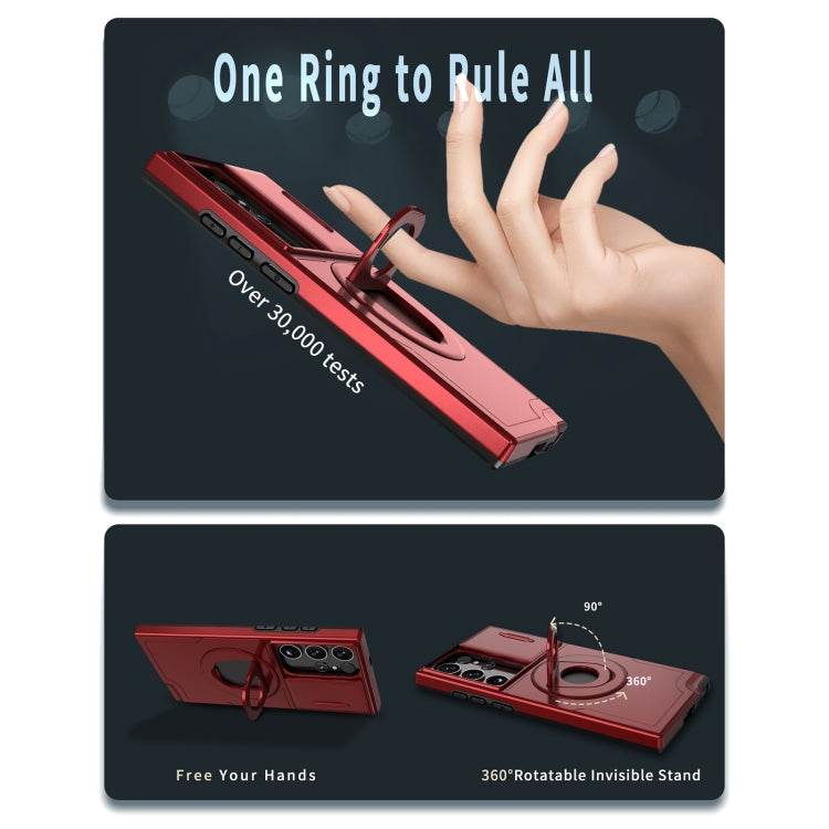 For Samsung Galaxy S23 Ultra 5G Camshield MagSafe Ring Holder Armor Phone Case(Red) - Galaxy S23 Ultra 5G Cases by PMC TechLife | Online Shopping South Africa | PMC TechLife