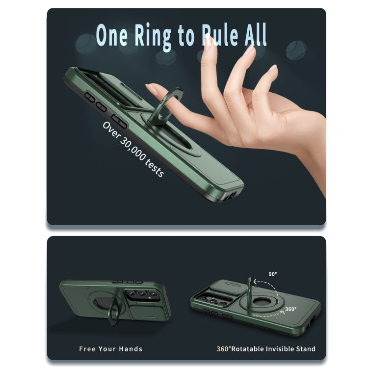 For Samsung Galaxy S23+ 5G Camshield MagSafe Ring Holder Armor Phone Case(Deep Green) - Galaxy S23+ 5G Cases by PMC TechLife | Online Shopping South Africa | PMC TechLife