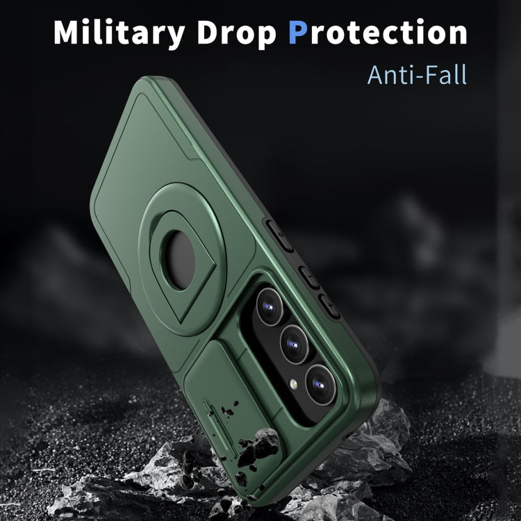 For Samsung Galaxy S23 5G Camshield MagSafe Ring Holder Armor Phone Case(Deep Green) - Galaxy S23 5G Cases by PMC TechLife | Online Shopping South Africa | PMC TechLife