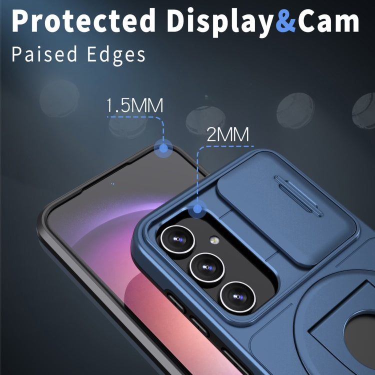 For Samsung Galaxy S22 5G Camshield MagSafe Ring Holder Armor Phone Case(Blue) - Galaxy S22 5G Cases by PMC TechLife | Online Shopping South Africa | PMC TechLife